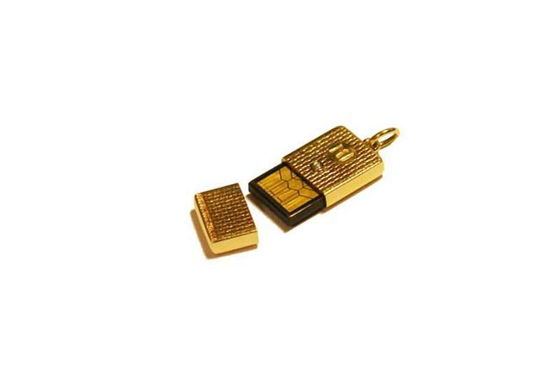 MJ - Mini Adornment USB Flash Drive from Pure Gold Incrustation Yellow Diamond. 32gb