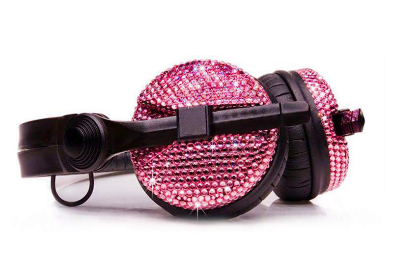 MJ - Super Headphone incrusted Pink Diamonds or Crystal Swarovski